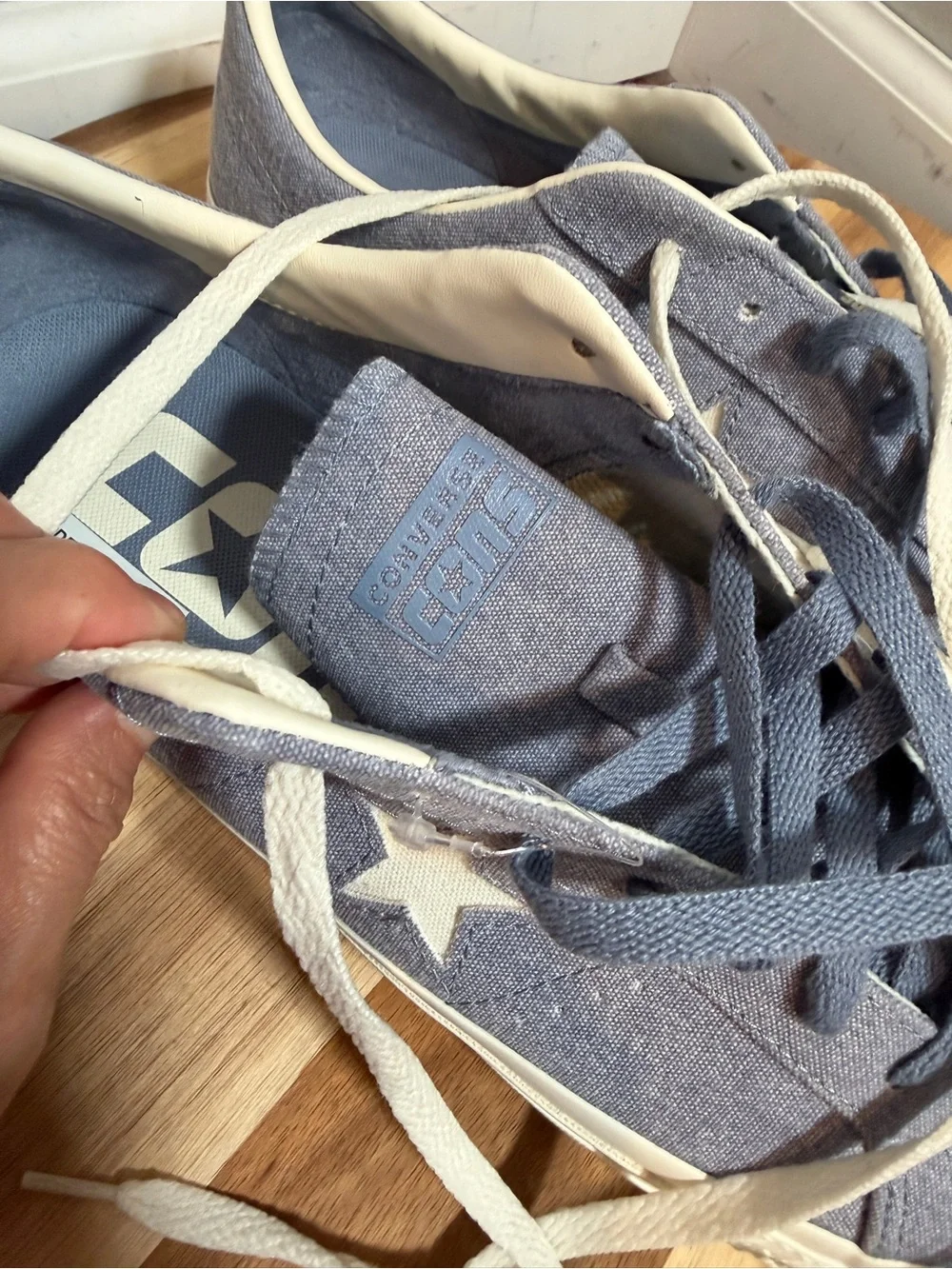 Converse One Star Pro Blue Chambray Sneakers Men Sz 11.5 / Womens Sz 13 Low Top - Picture 4 of 14